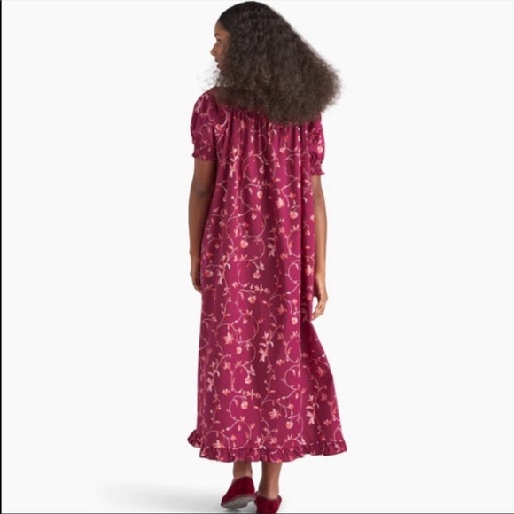 NWT Hill House Caroline Nap Dress Burgundy Botanical Poplin S - Picture 2 of 10
